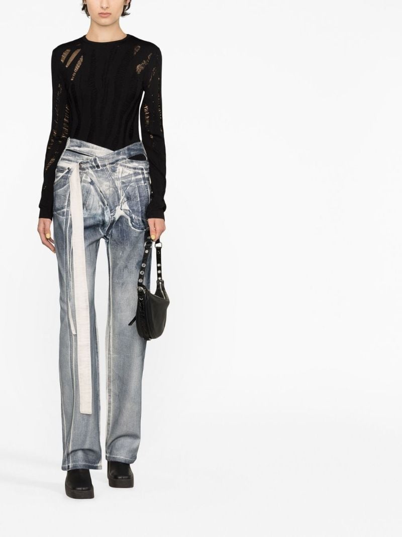 Black Ripped Detail Long-sleeve Top