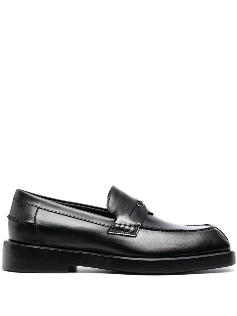 Black Squared Leather Loafers
