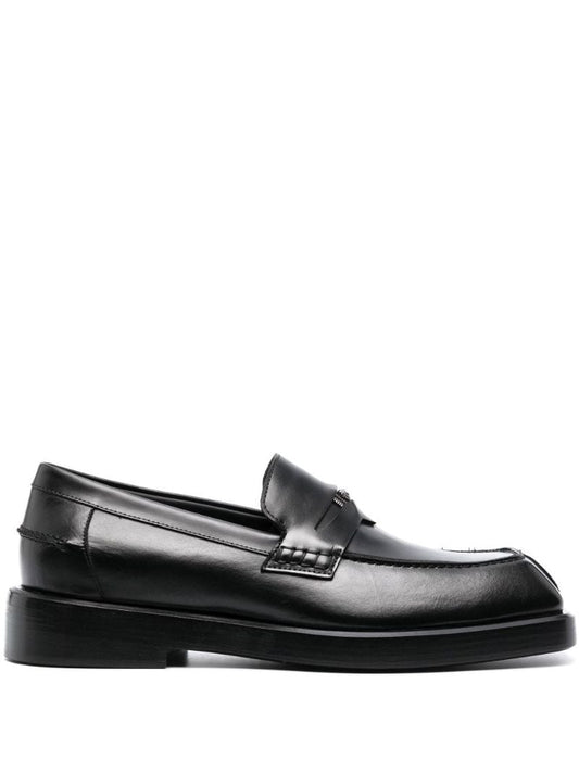 Black Squared Leather Loafers
