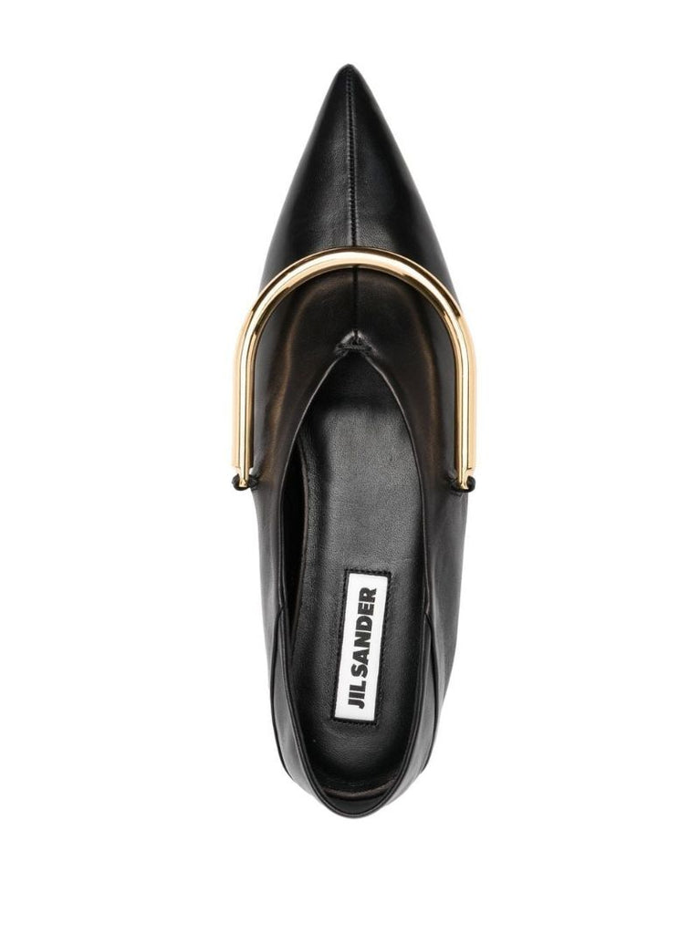 Black Pointed Toe Leather Pumps