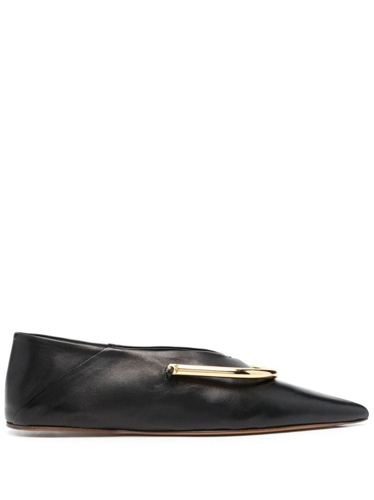 Black Pointed Toe Leather Pumps