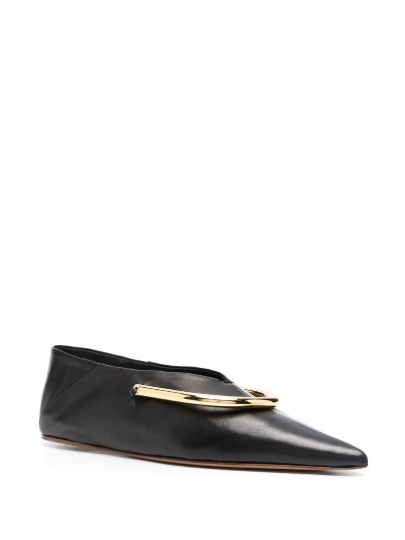Black Pointed Toe Leather Pumps