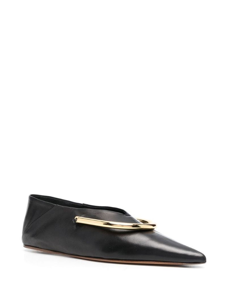 Black Pointed Toe Leather Pumps