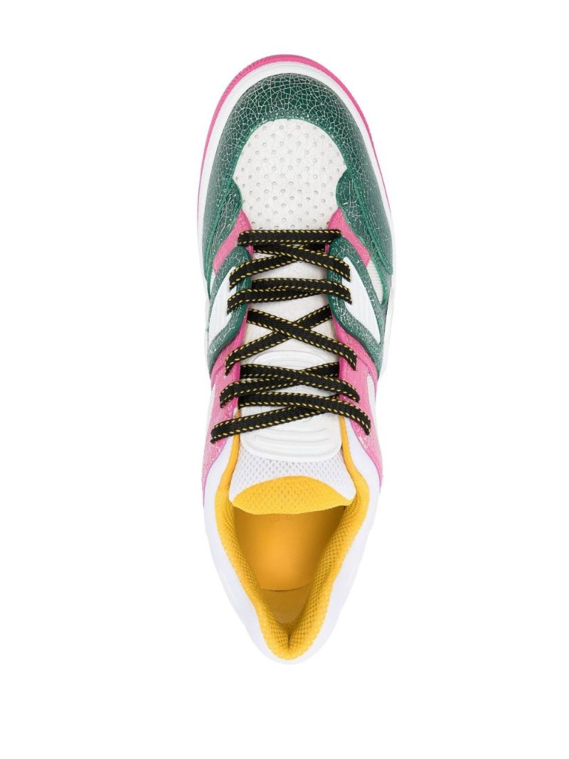 White Basket Panelled Low-top Sneakers