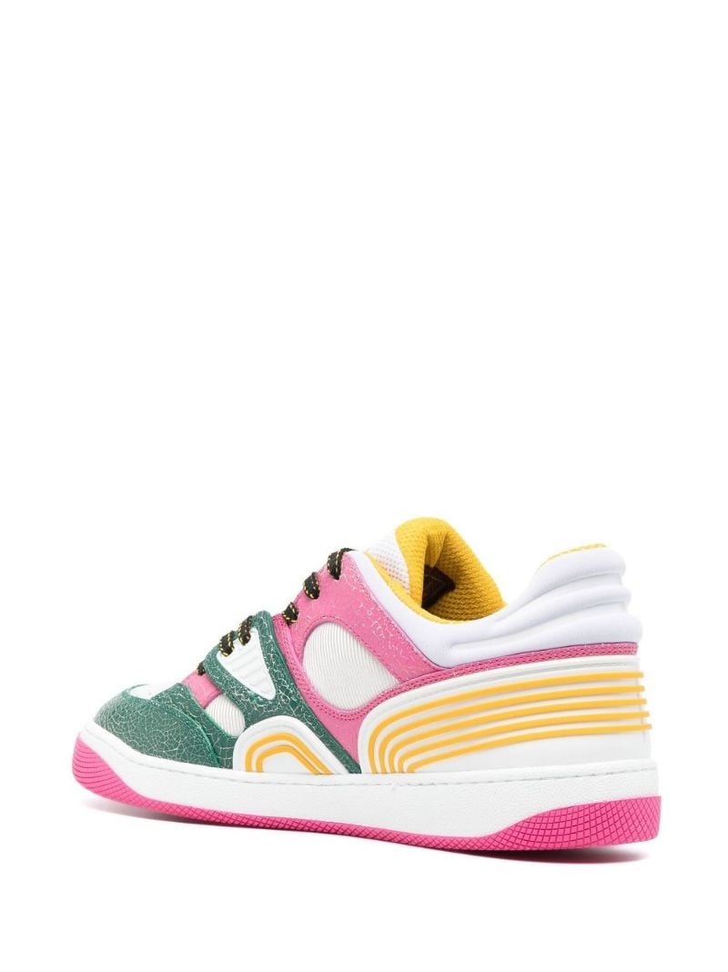 White Basket Panelled Low-top Sneakers