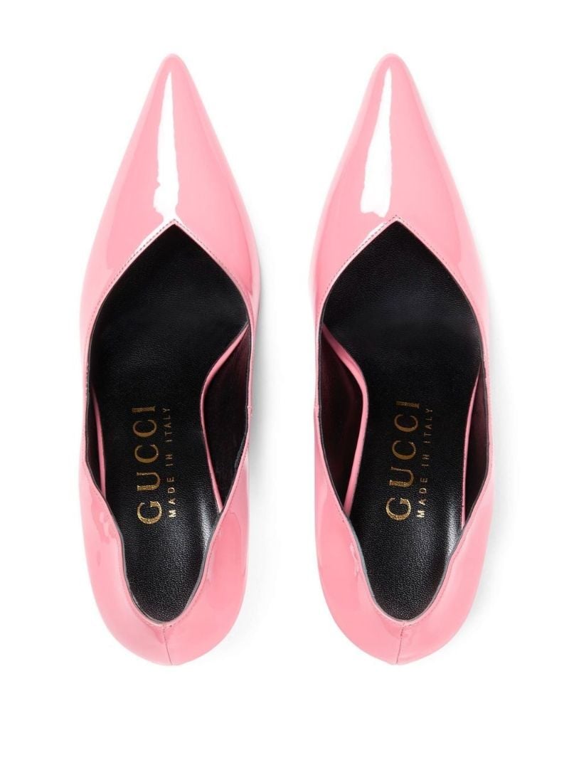Pink Gold-tone Heel Pointed Pumps