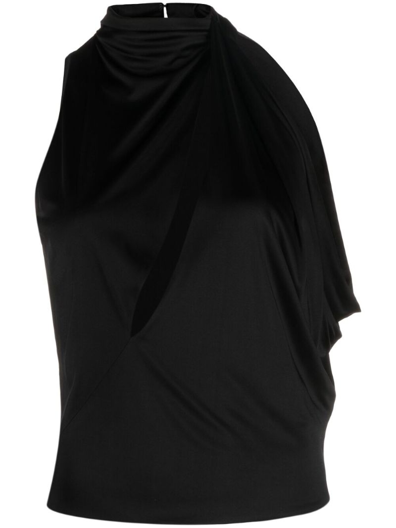Black Cut-out Halterneck Top
