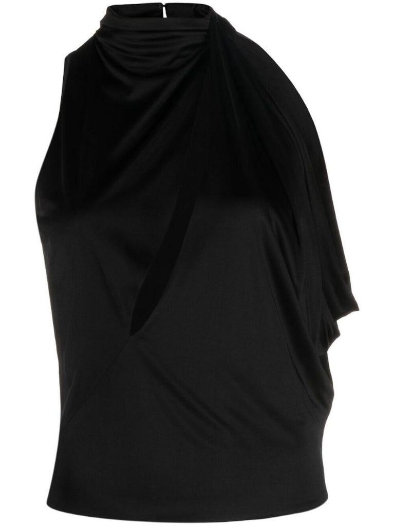 Black Cut-out Halterneck Top