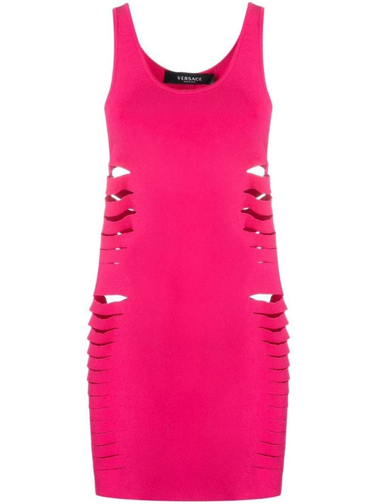 Pink Cut-out Knit Mini Dress