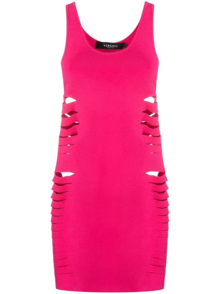 Pink Cut-out Knit Mini Dress