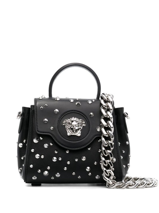 Black La Medusa Studded Top Handle Bag