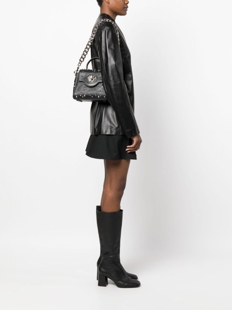 Black La Medusa Studded Top Handle Bag
