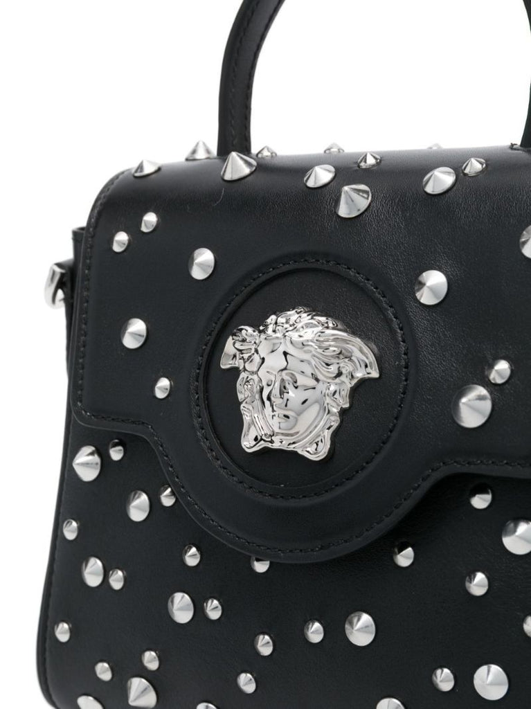 Black La Medusa Studded Top Handle Bag