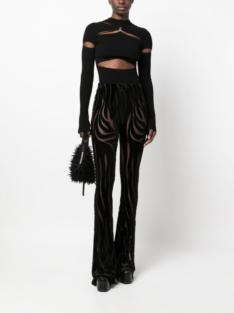 Black Zebra DevorÃ_x0083_Â© Effect Flared Trousers