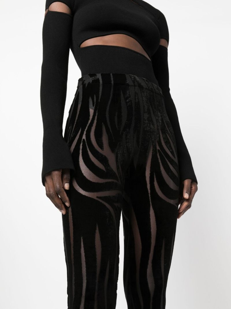 Black Zebra DevorÃ_x0083_Â© Effect Flared Trousers