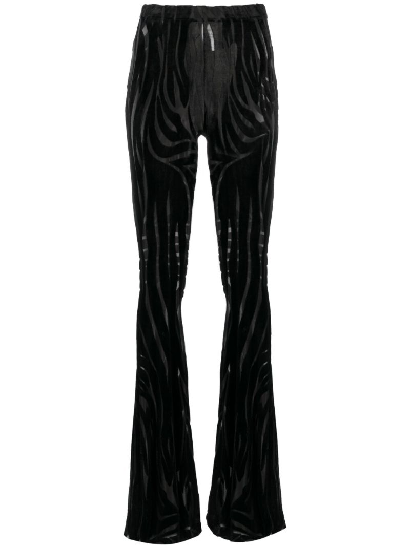 Black Zebra DevorÃ_x0083_Â© Effect Flared Trousers