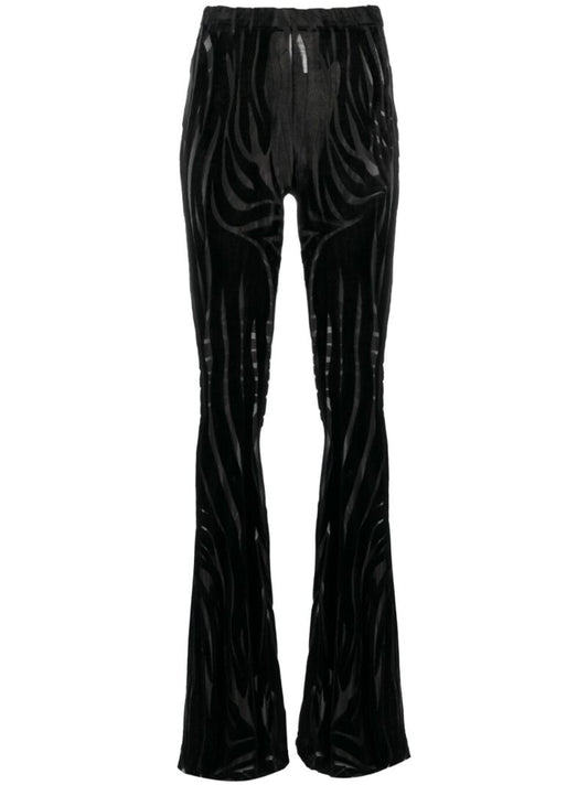 Black Zebra DevorÃ_x0083_Â© Effect Flared Trousers