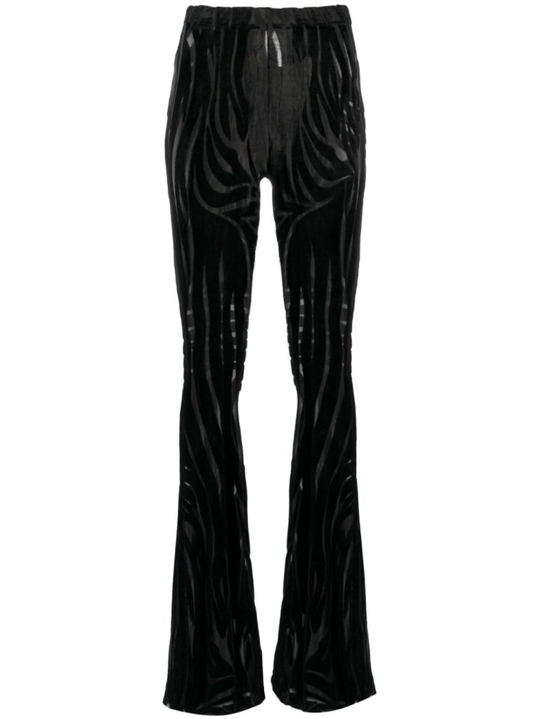 Black Zebra DevorÃ_x0083_Â© Effect Flared Trousers