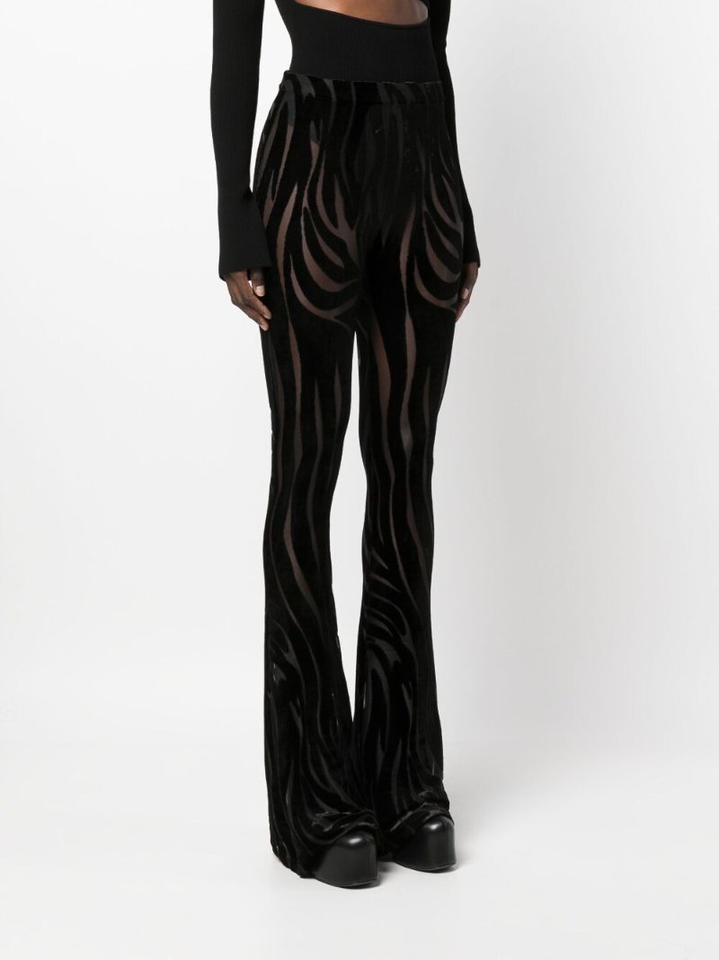 Black Zebra DevorÃ_x0083_Â© Effect Flared Trousers