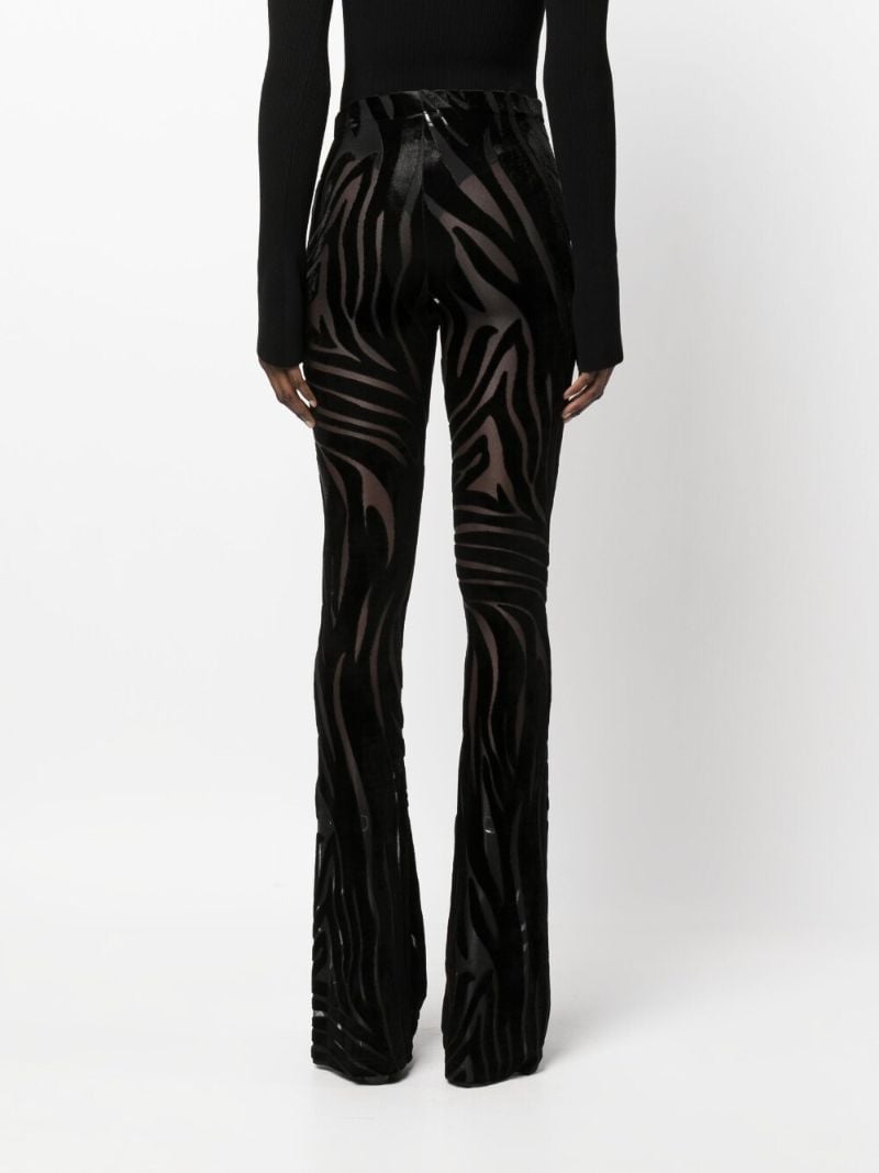 Black Zebra DevorÃ_x0083_Â© Effect Flared Trousers