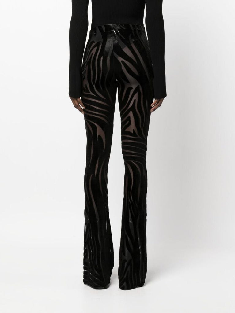 Black Zebra DevorÃ_x0083_Â© Effect Flared Trousers