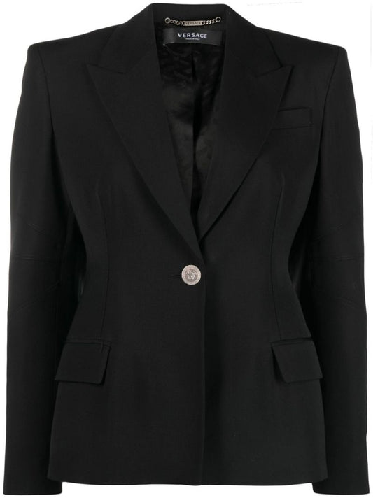 Black Medusa Single-breasted Wool Blazer