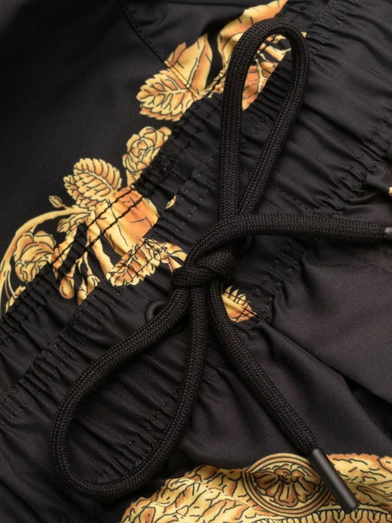 Black Baroque Print Swim Shorts