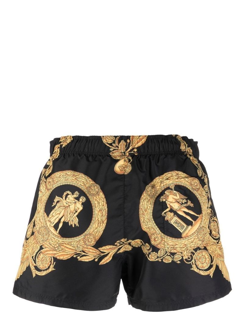 Black Baroque Print Swim Shorts