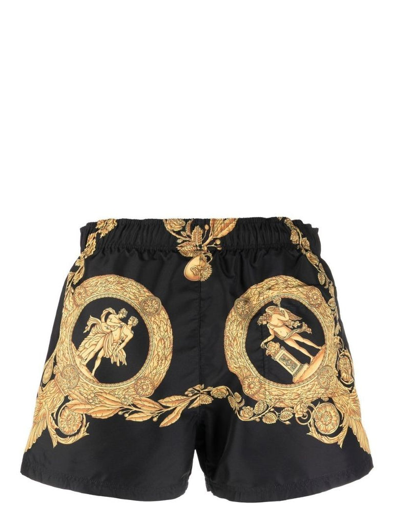 Black Baroque Print Swim Shorts