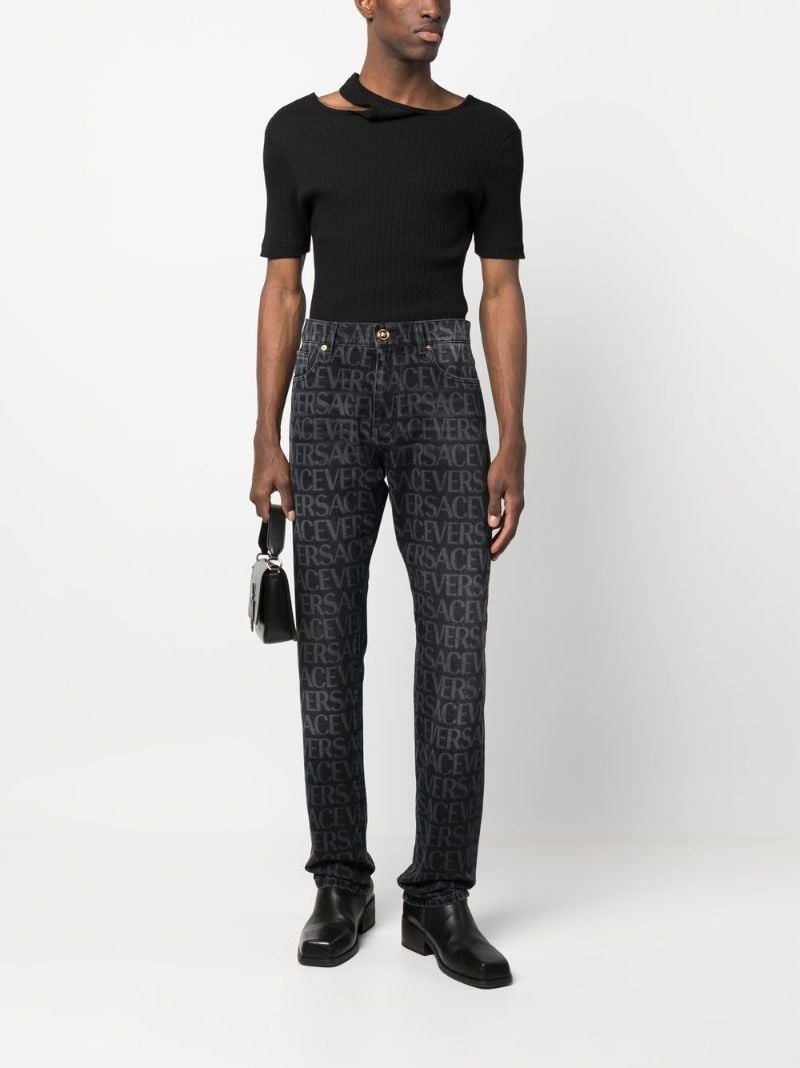 Black Logo Print Straight-leg Jeans