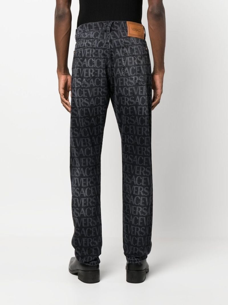 Black Logo Print Straight-leg Jeans