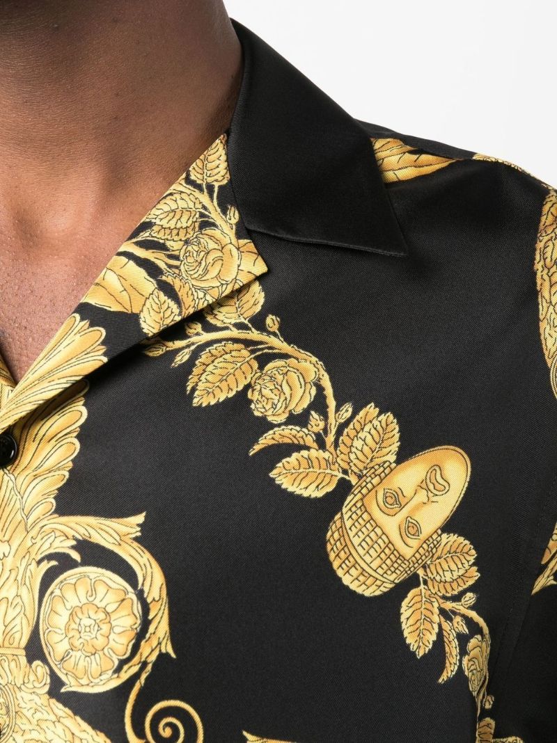 Black Baroque Print Silk Shirt