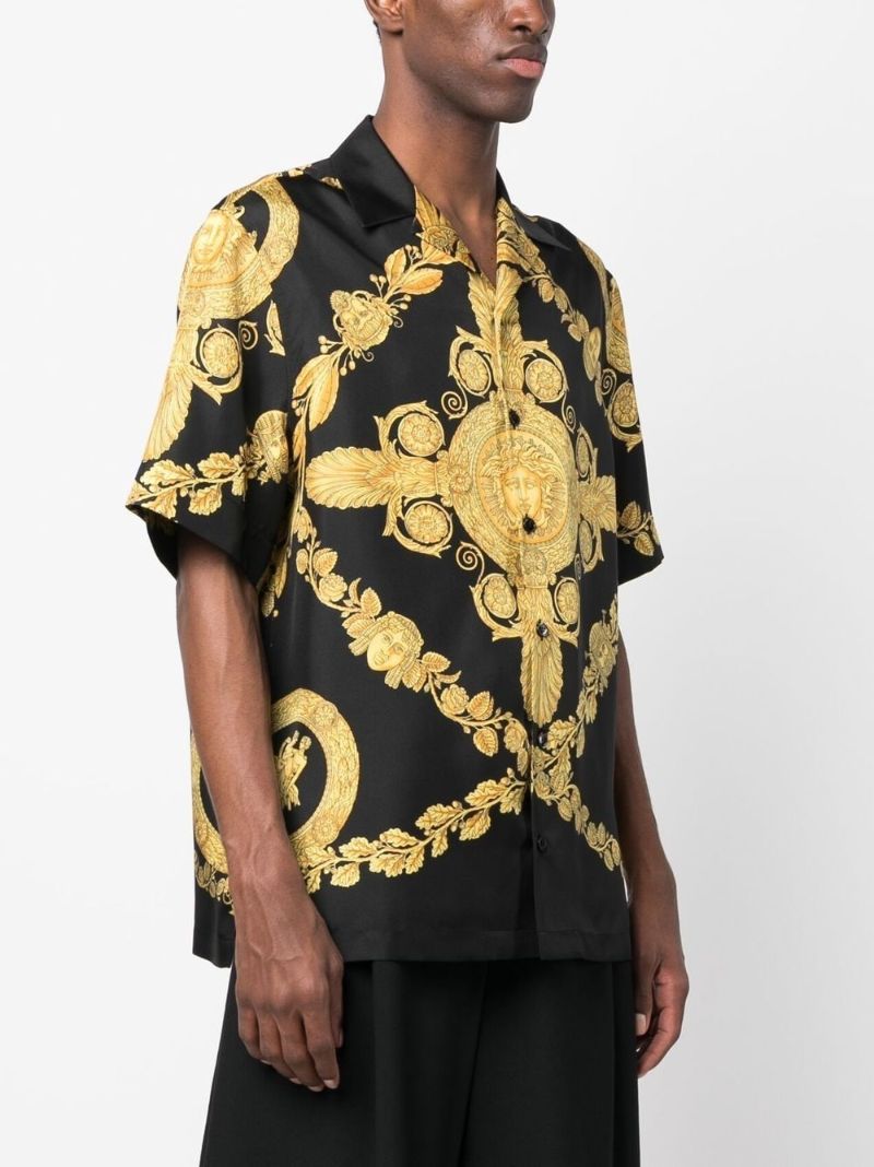 Black Baroque Print Silk Shirt