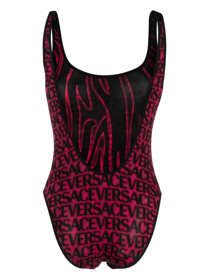 Pink Logo Print Reversible Swimsuit