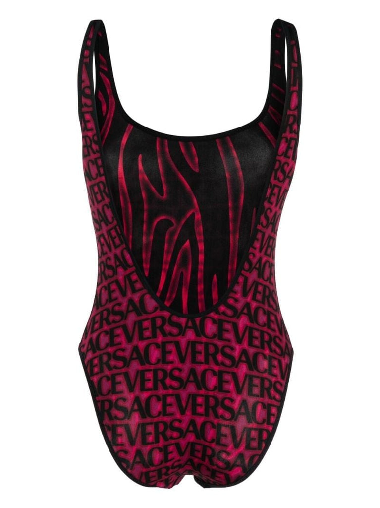 Pink Logo Print Reversible Swimsuit