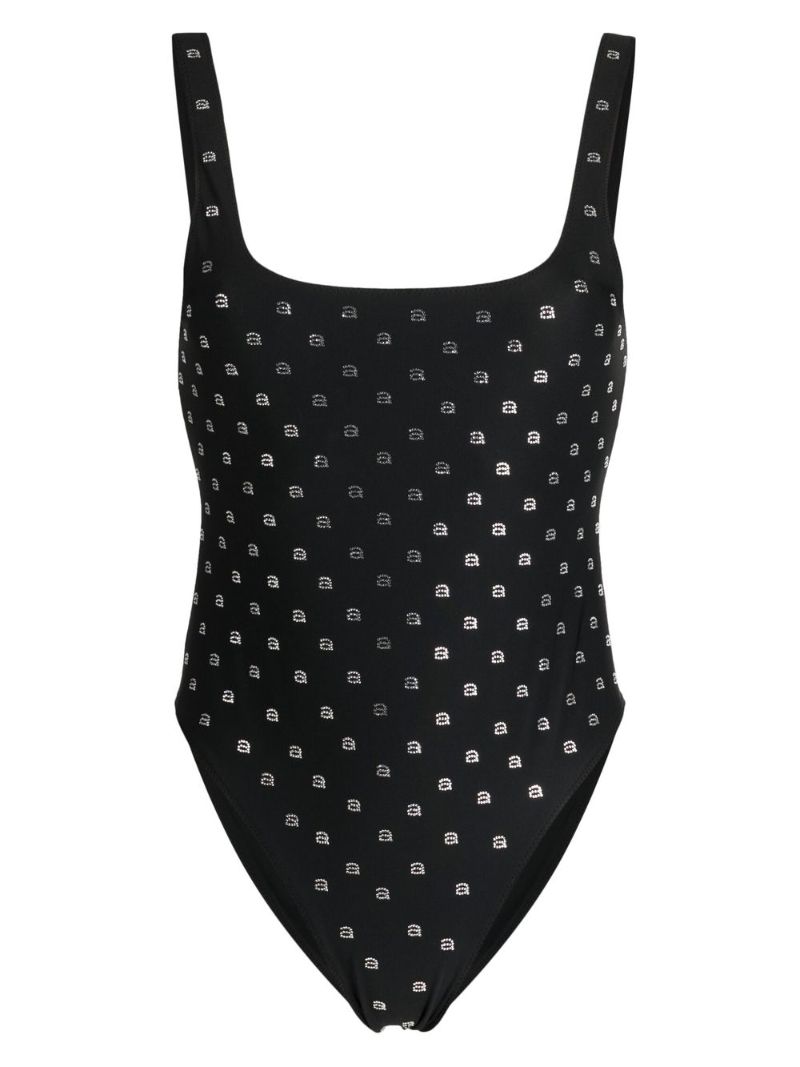 Black Crystal Logo Swimsuit