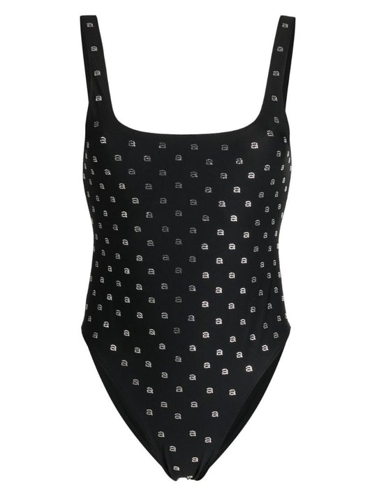 Black Crystal Logo Swimsuit