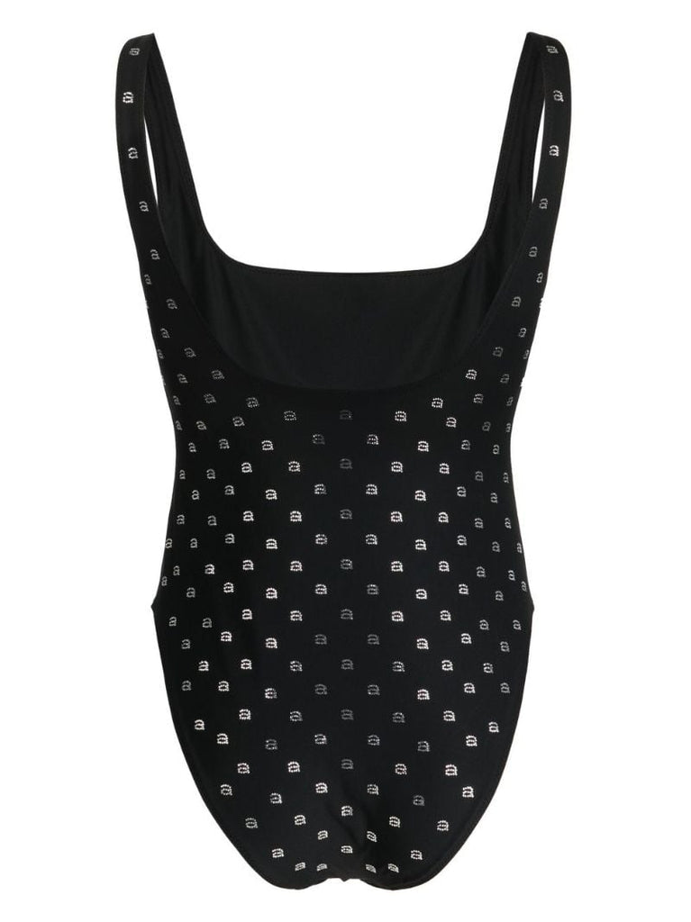 Black Crystal Logo Swimsuit