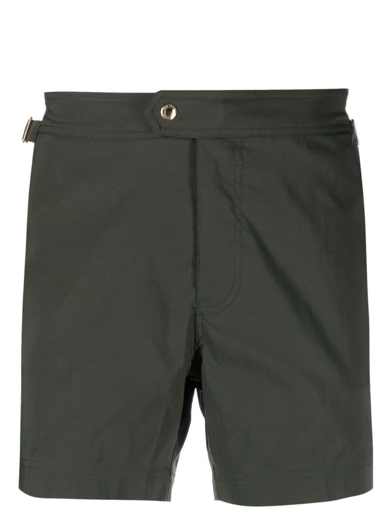 Green Buttoned Swim Shorts