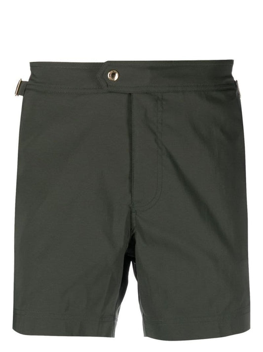 Green Buttoned Swim Shorts