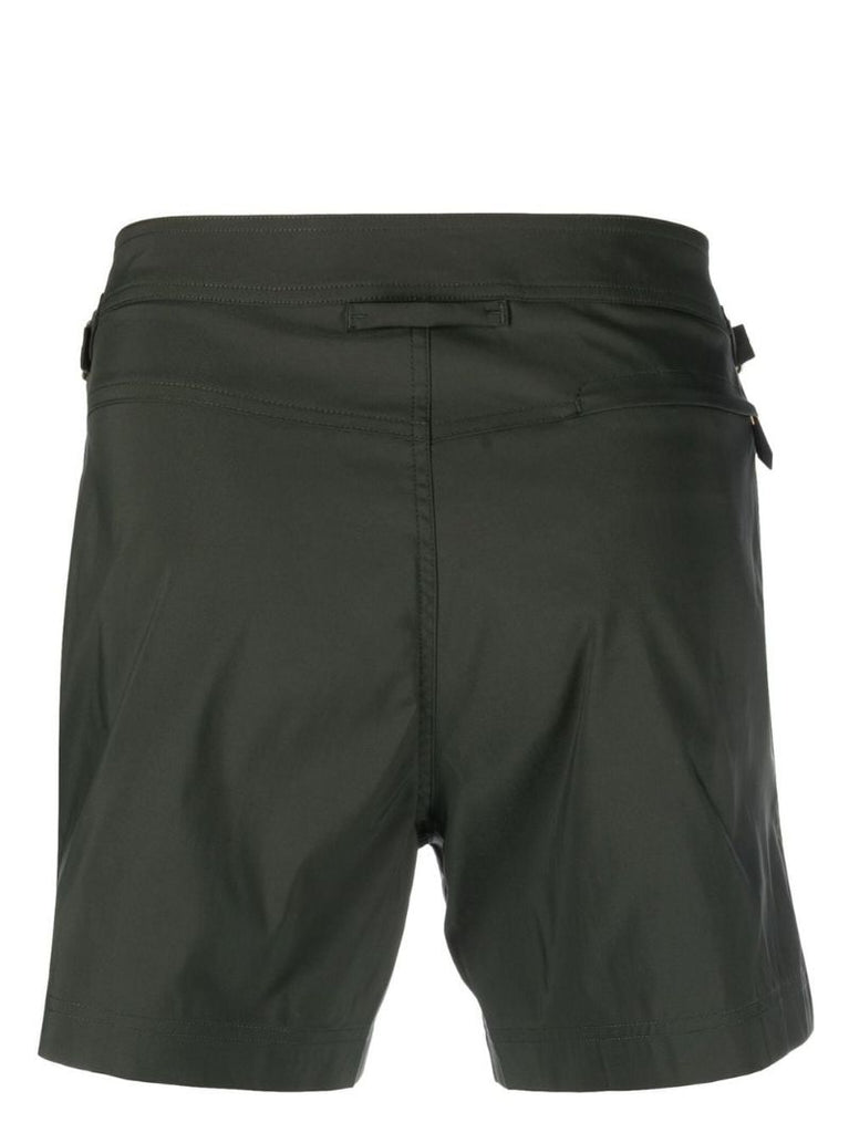Green Buttoned Swim Shorts