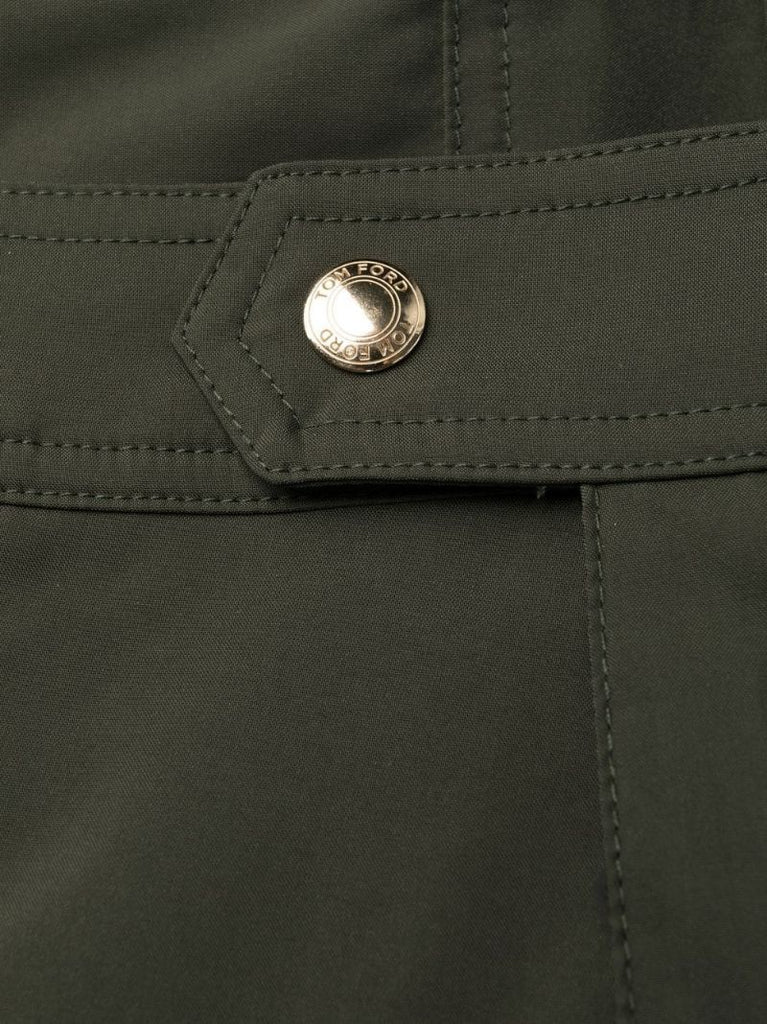 Green Buttoned Swim Shorts