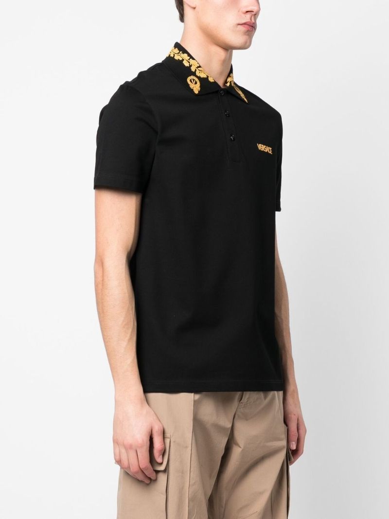 Black Logo Embroidered Polo Shirt