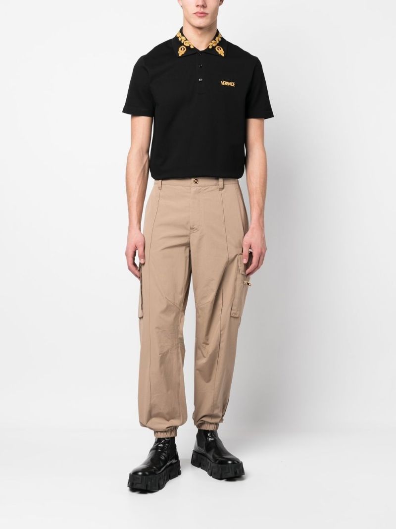 Black Logo Embroidered Polo Shirt