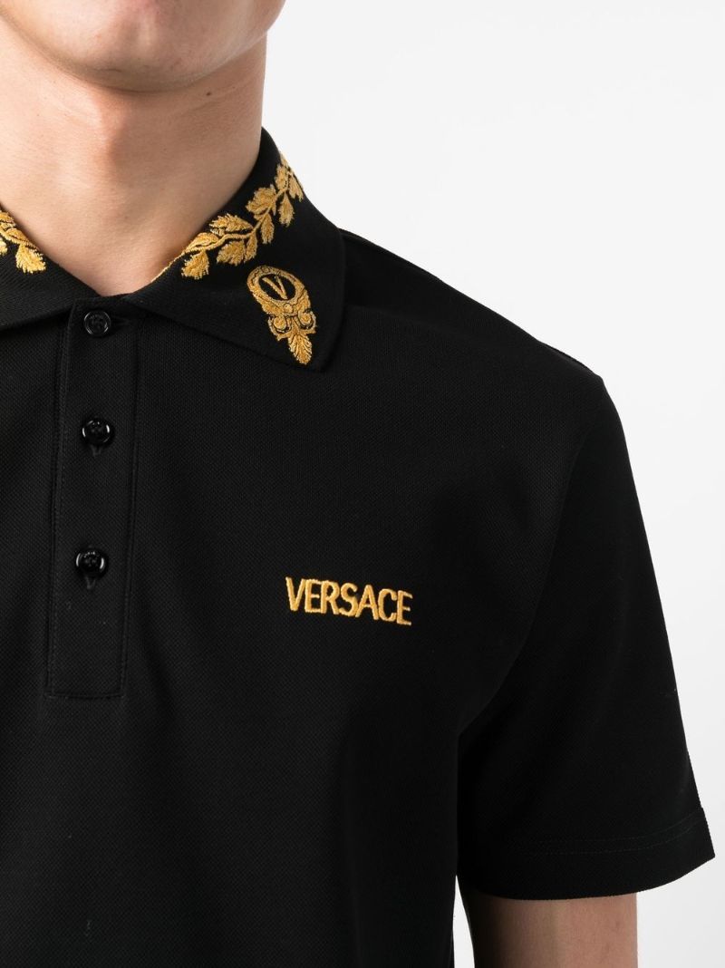 Black Logo Embroidered Polo Shirt