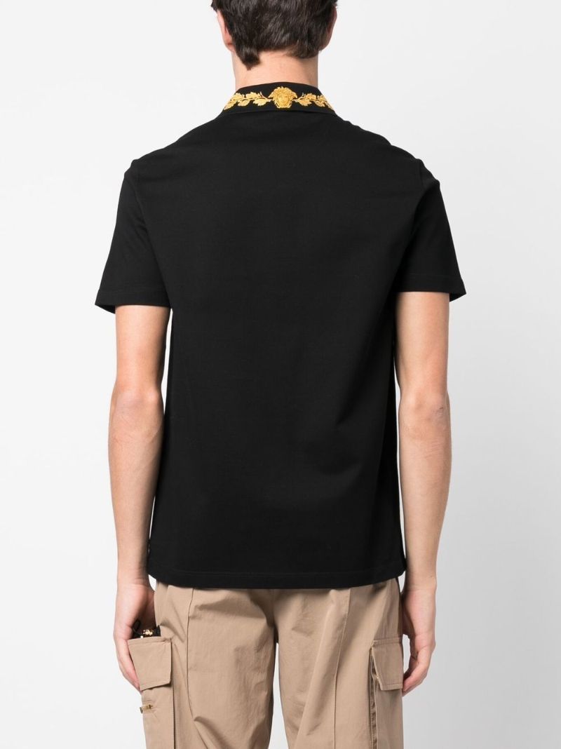 Black Logo Embroidered Polo Shirt