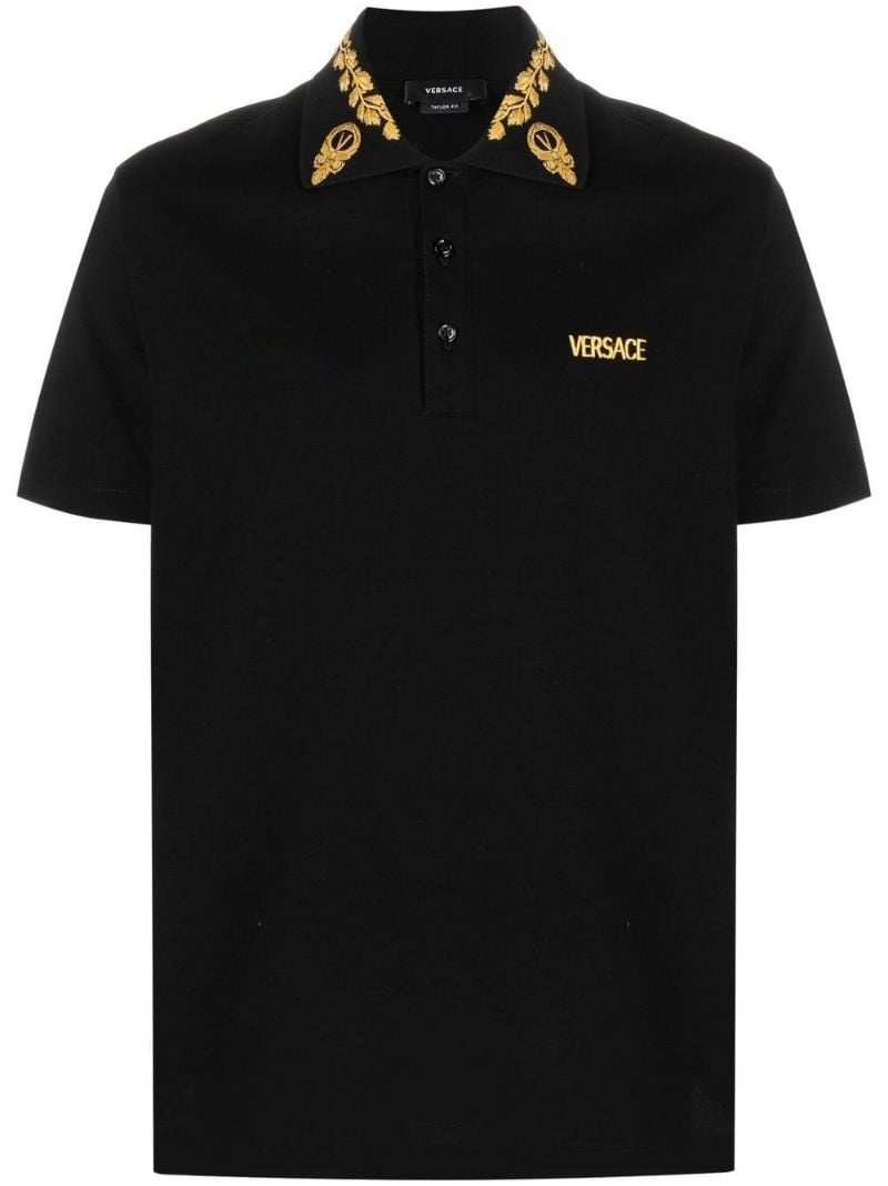 Black Logo Embroidered Polo Shirt