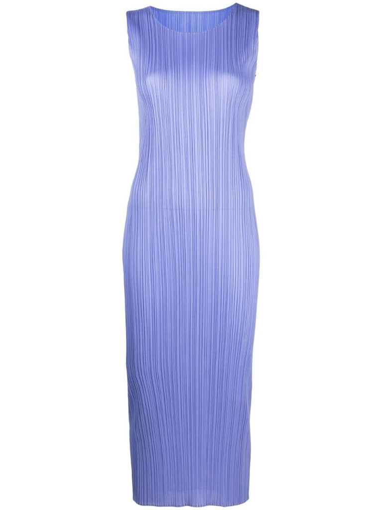 Blue New Colorful Basics 3 PlissÃ_x0083_Â© Midi Dress
