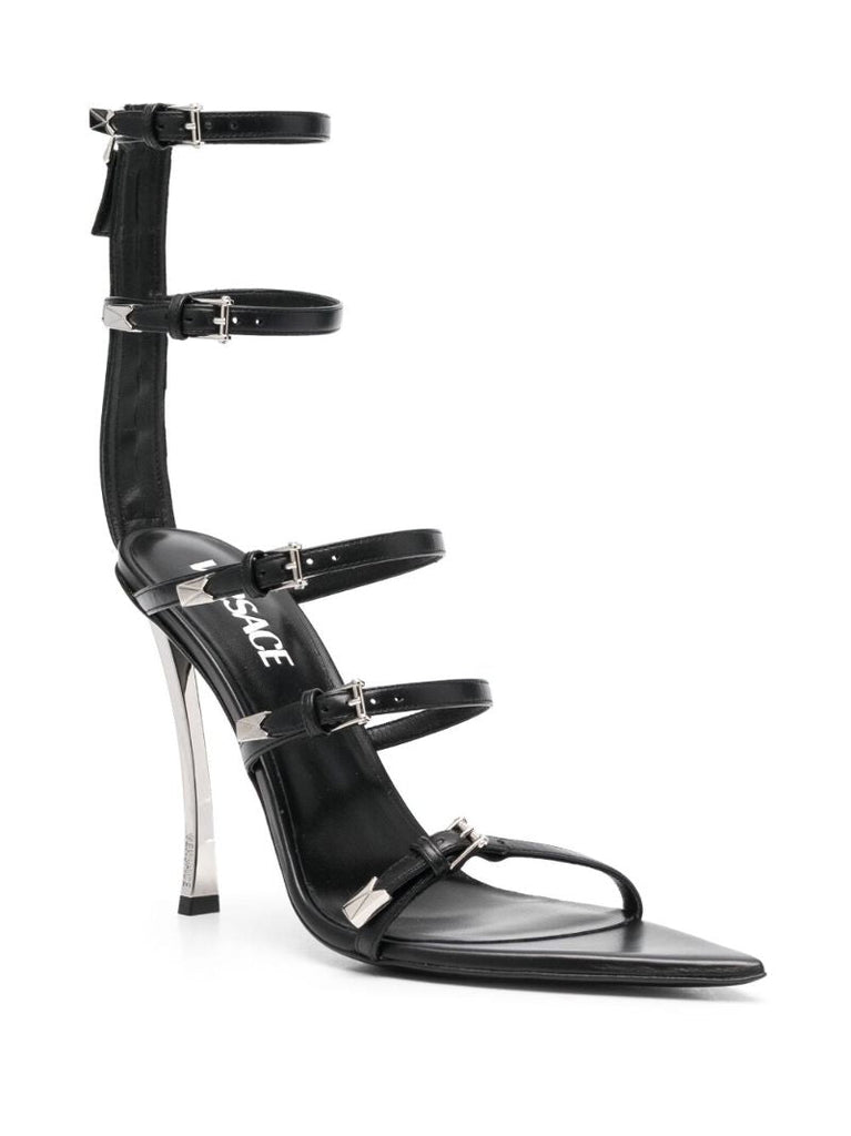 Black Pin-point 120 Leather Sandals
