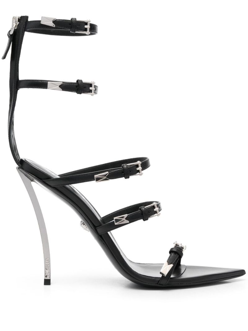 Black Pin-point 120 Leather Sandals
